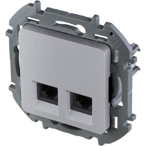 Розетка компьютерная без рамки Legrand Inspiria 2-м. RJ45+RJ45 6e алюминий картинка